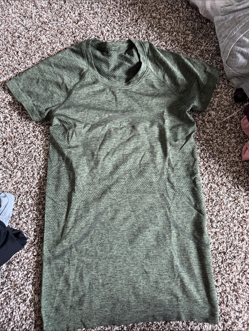 lululemon athletica Heathered Olive Short Sleeve Tee